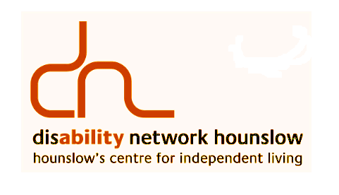 Logo combining letters d, n and h with text disability network hounslow