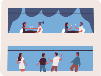 Illustration of people dancing and celebrating