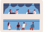Illustration of people dancing and celebrating